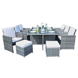 11 Piece Clear and Gray Glass Dining Set