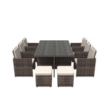 11 Piece Clear and Gray Glass Dining Set