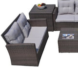 Six Piece Outdoor Brown Metal Sofa Seating Group With Cushions