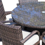 211" X 55" X 32" Brown 7Piece Outdoor Dining Set With Washed Cushion