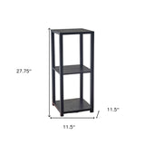 28" Black Square End Table With Two Shelves