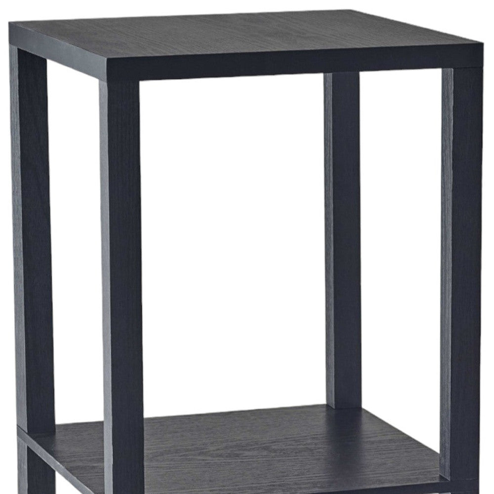 28" Black Square End Table With Two Shelves