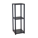 35" Black Solid Wood Square End Table With Two Shelves