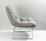 40" Gray And Silver Linen Tufted Butterfly Chair