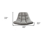 40" Gray And Silver Linen Tufted Butterfly Chair