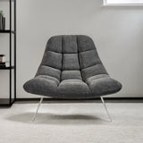 40" Gray And Silver Linen Tufted Butterfly Chair