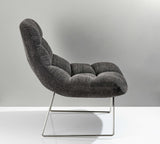 40" Gray And Silver Linen Tufted Butterfly Chair