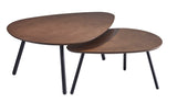 17" Black And Brown Solid Wood Round Nested Tables