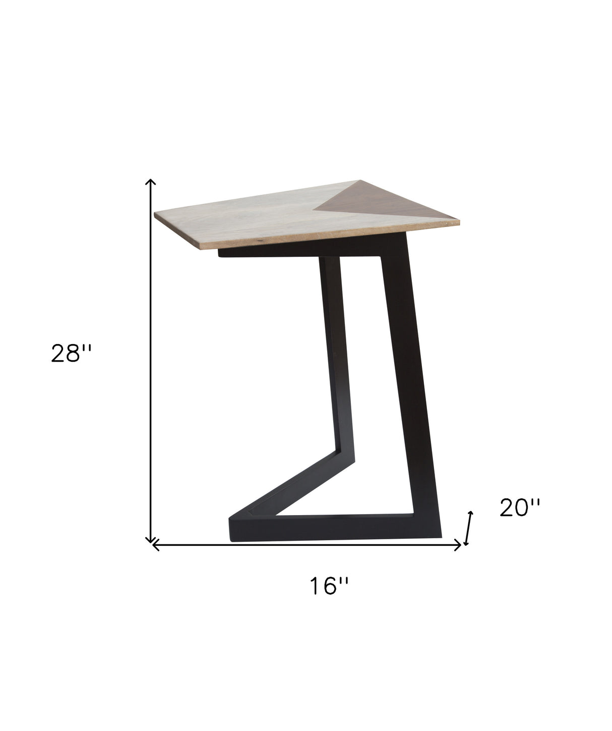 28" Black And Brown Solid Wood End Table