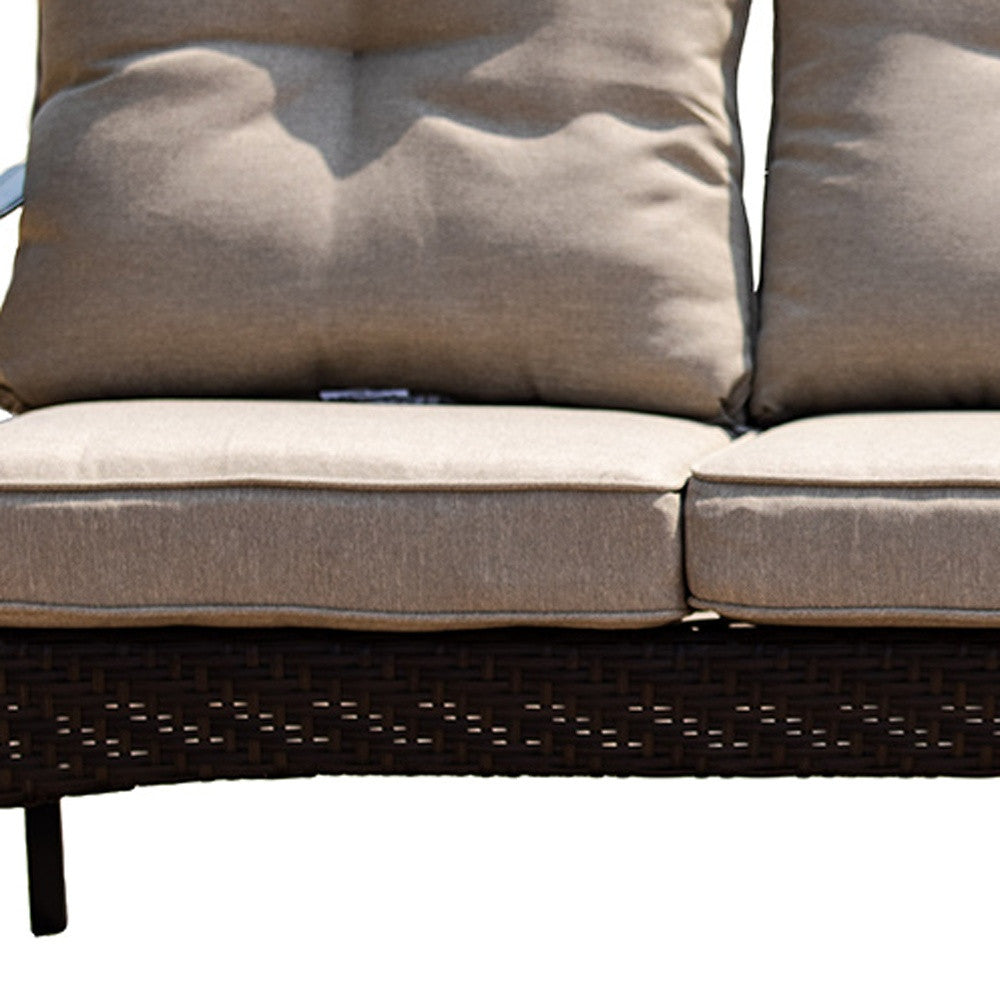 69" Beige Polyester Blend Settee With Black Legs