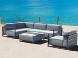 35" Gray and TPU Coating Metal Outdoor Modular with Gray Cushion