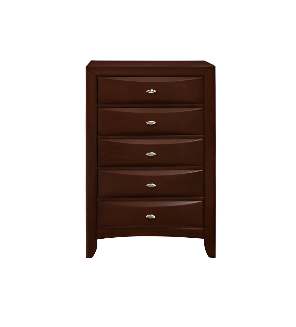 32" Espresso Solid Wood Five Drawer Chest