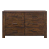 59" Brown Metal Six Drawer Dresser