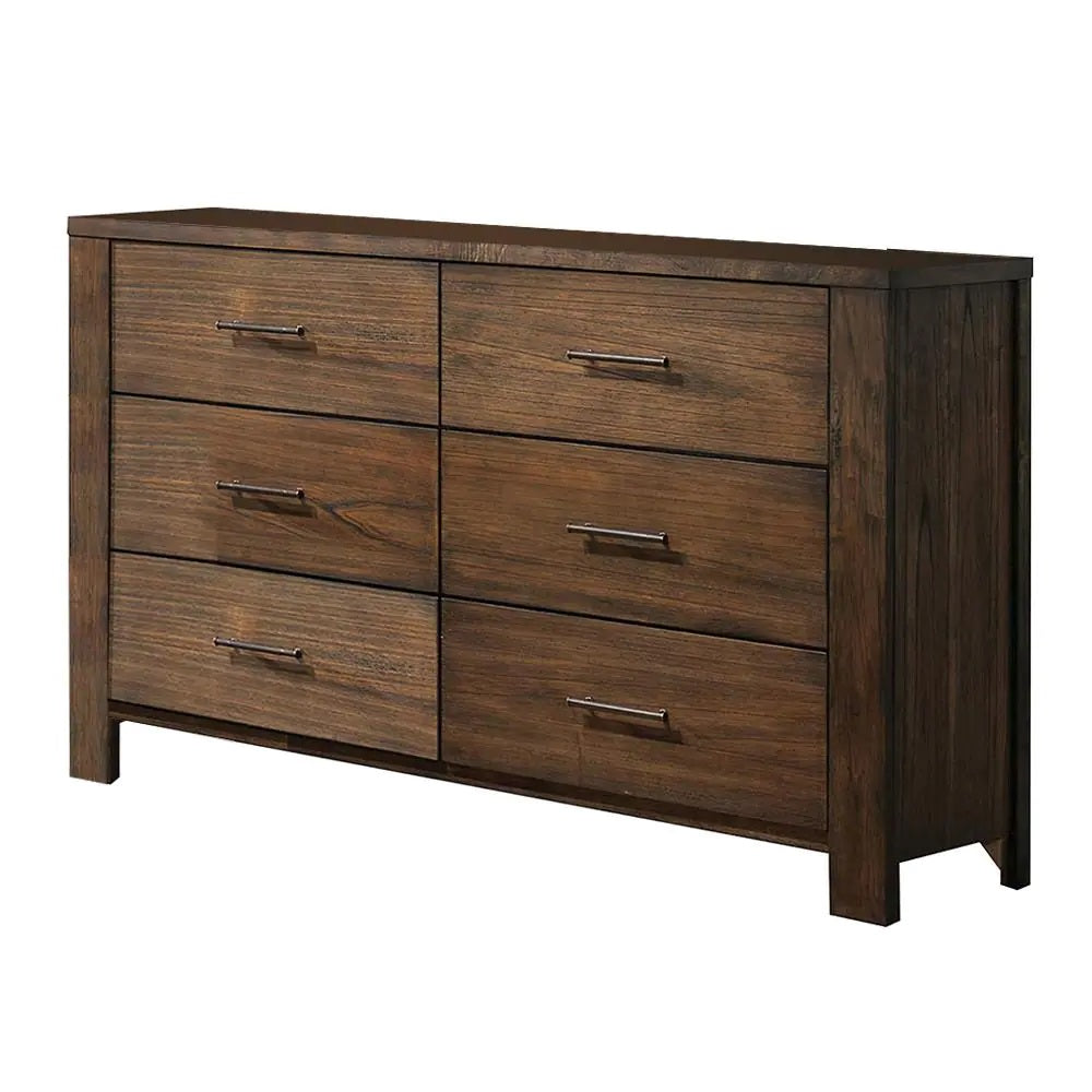 59" Brown Metal Six Drawer Dresser