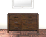 59" Brown Metal Six Drawer Dresser