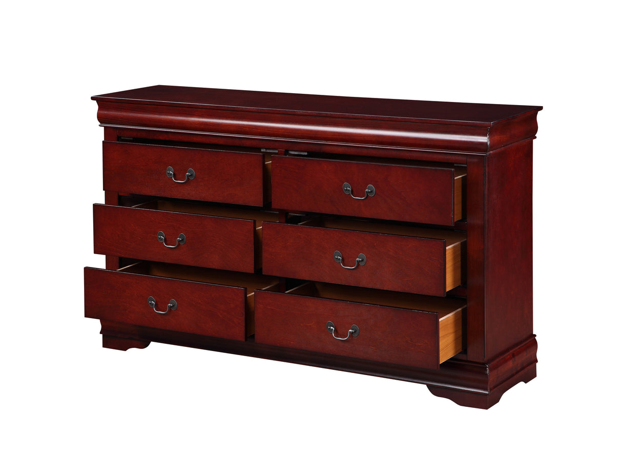 57" Black Solid Wood Six Drawer Double Dresser