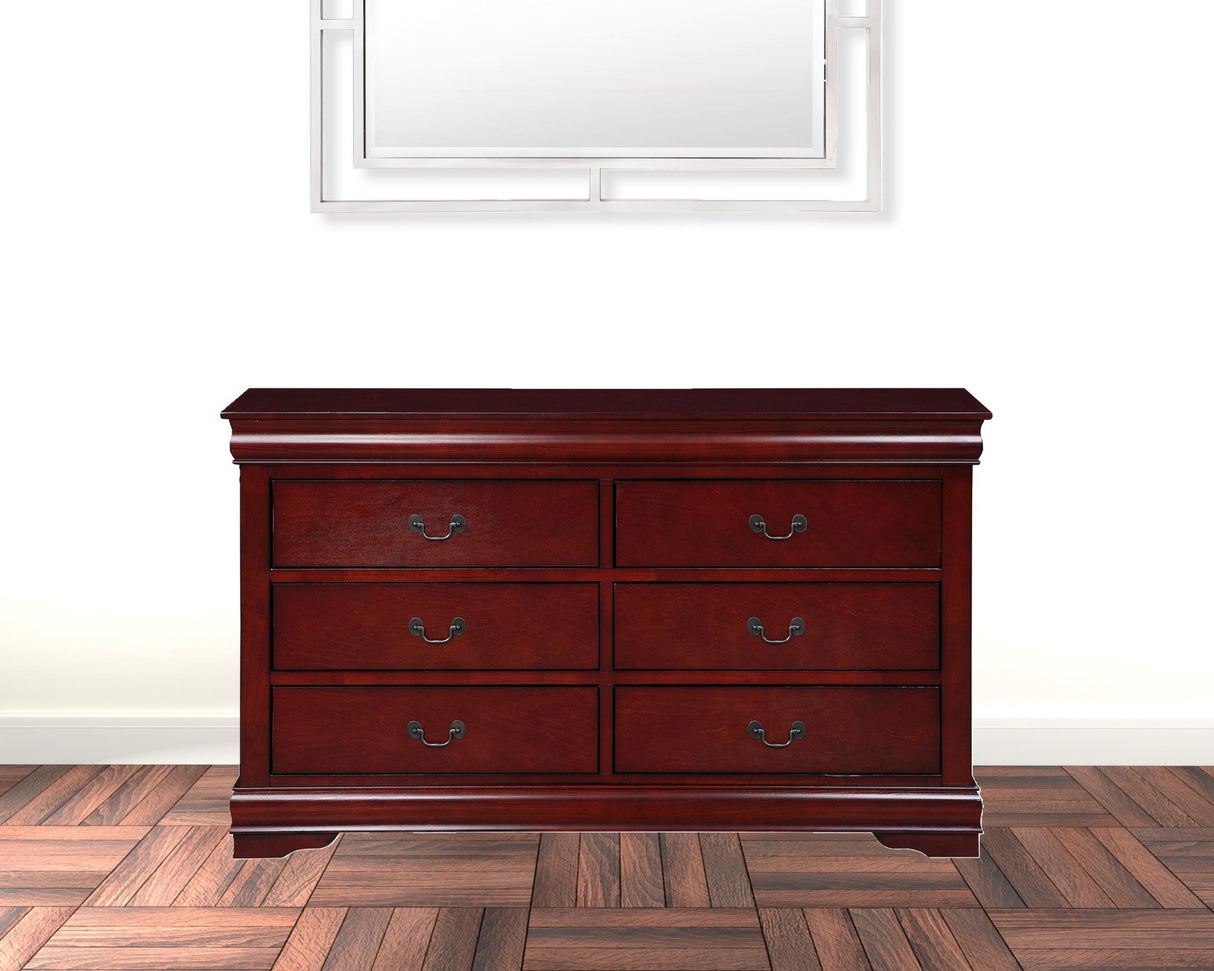 57" Black Solid Wood Six Drawer Double Dresser