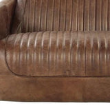 50" Brown Leather Loveseat