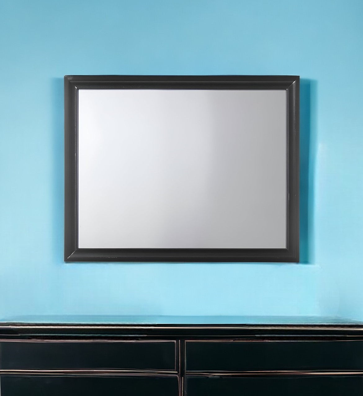 36" Black Wood Framed Mounted Dresser Mirror