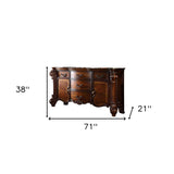 70" Cherry Oak Solid Wood Five Drawer Combo Dresser