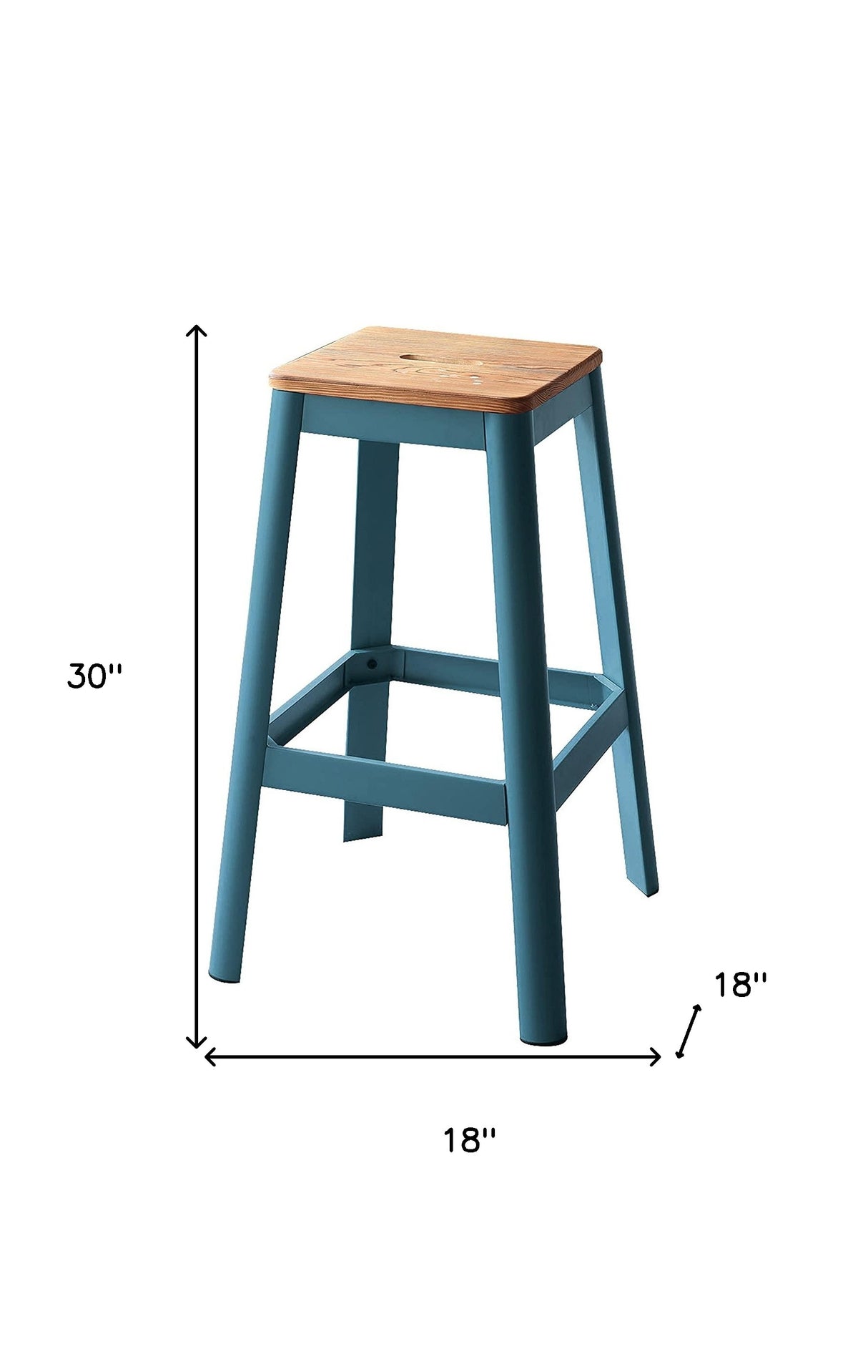 30" Wood Brown And Green Solid Wood And Metal Counter Height Bar Chair