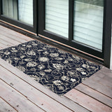 5' X 7' Navy Floral Vines Indoor Outdoor Area Rug