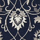 5' X 7' Navy Floral Vines Indoor Outdoor Area Rug