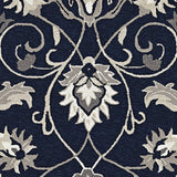 5' X 7' Navy Floral Vines Indoor Outdoor Area Rug