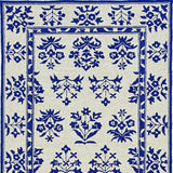 2' X 3' Blue Floral Handmade Indoor Outdoor Area Rug