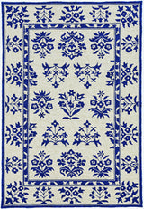 2' X 3' Blue Floral Handmade Indoor Outdoor Area Rug