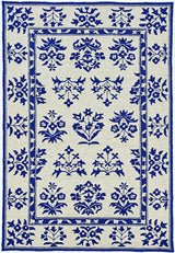 2' X 3' Blue Floral Handmade Indoor Outdoor Area Rug