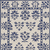 2' X 3' Blue Floral Handmade Indoor Outdoor Area Rug