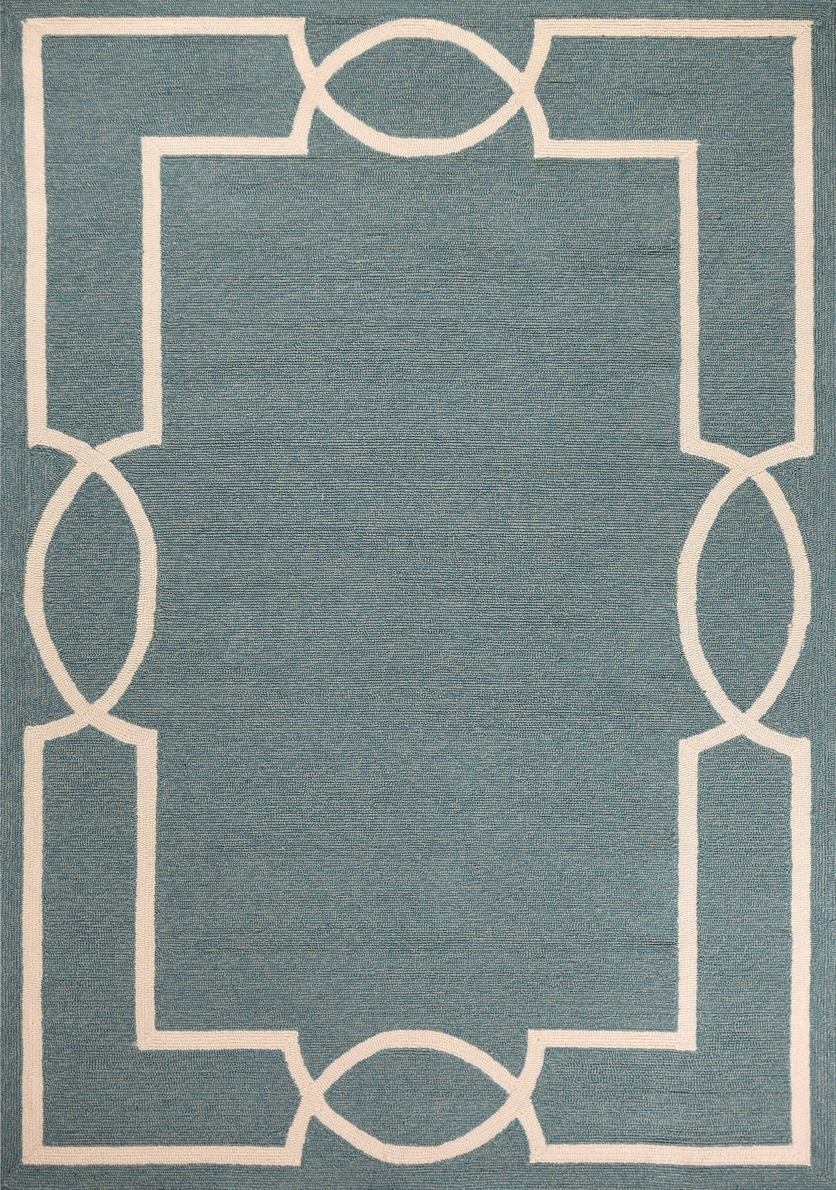 5' X 7' Spa Coastal Bordered Indoor Outdoor Area Rug