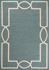 5' X 7' Spa Coastal Bordered Indoor Outdoor Area Rug