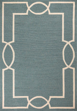 5' X 7' Spa Coastal Bordered Indoor Outdoor Area Rug