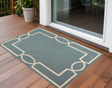 5' X 7' Spa Coastal Bordered Indoor Outdoor Area Rug