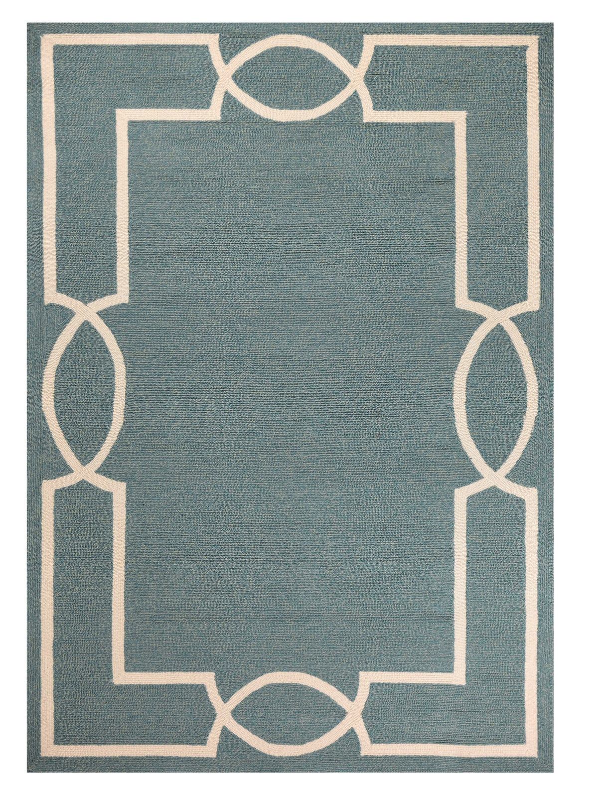 5' X 7' Spa Coastal Bordered Indoor Outdoor Area Rug