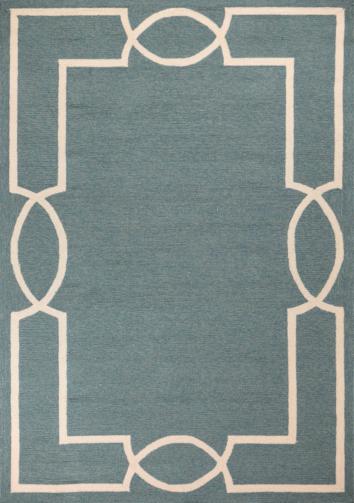 5' X 7' Spa Coastal Bordered Indoor Outdoor Area Rug