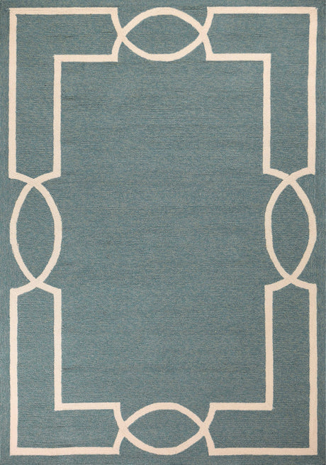 5' X 7' Spa Coastal Bordered Indoor Outdoor Area Rug