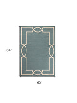 5' X 7' Spa Coastal Bordered Indoor Outdoor Area Rug