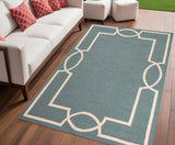 5' X 7' Spa Coastal Bordered Indoor Outdoor Area Rug