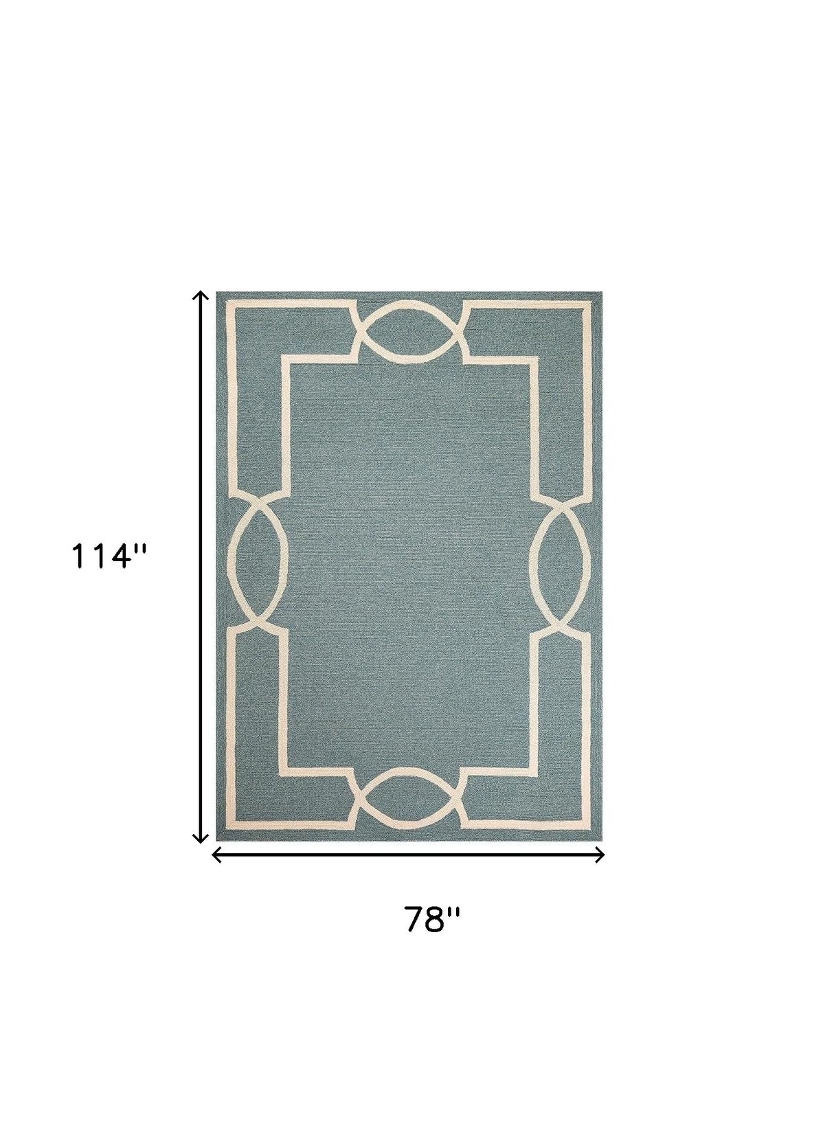 5' X 7' Spa Coastal Bordered Indoor Outdoor Area Rug