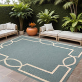 5' X 7' Spa Coastal Bordered Indoor Outdoor Area Rug