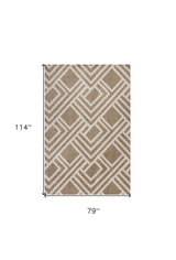 8' X 11' Beige Geometric Indoor Outdoor Area Rug