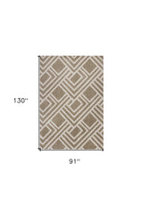 8' X 11' Beige Geometric Indoor Outdoor Area Rug