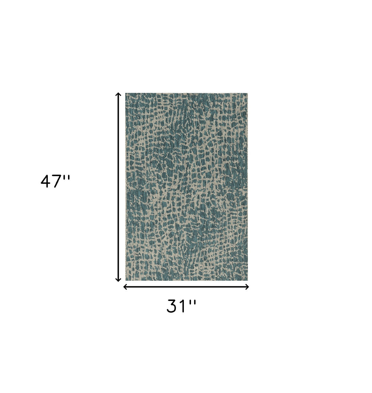 3' X 5' Teal Blue Abstract Indoor Outdoor Area Rug