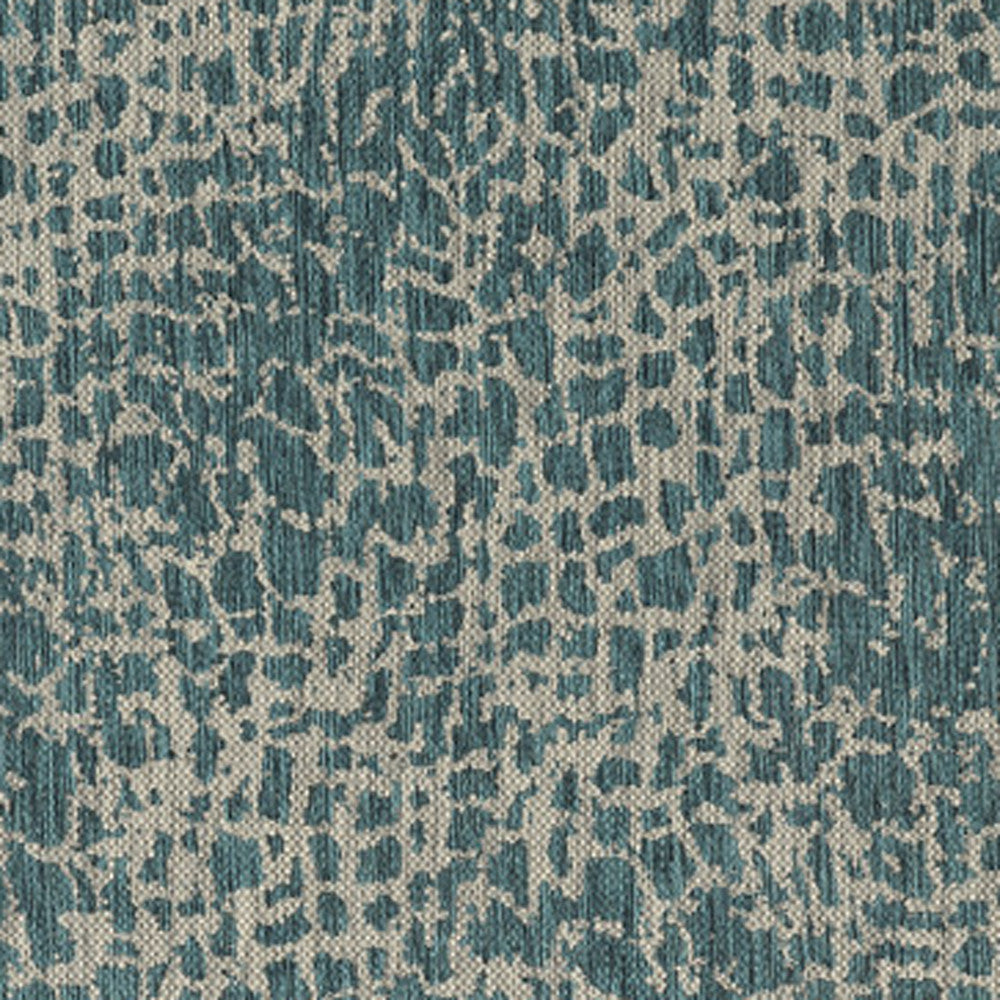 3' X 5' Teal Blue Abstract Indoor Outdoor Area Rug