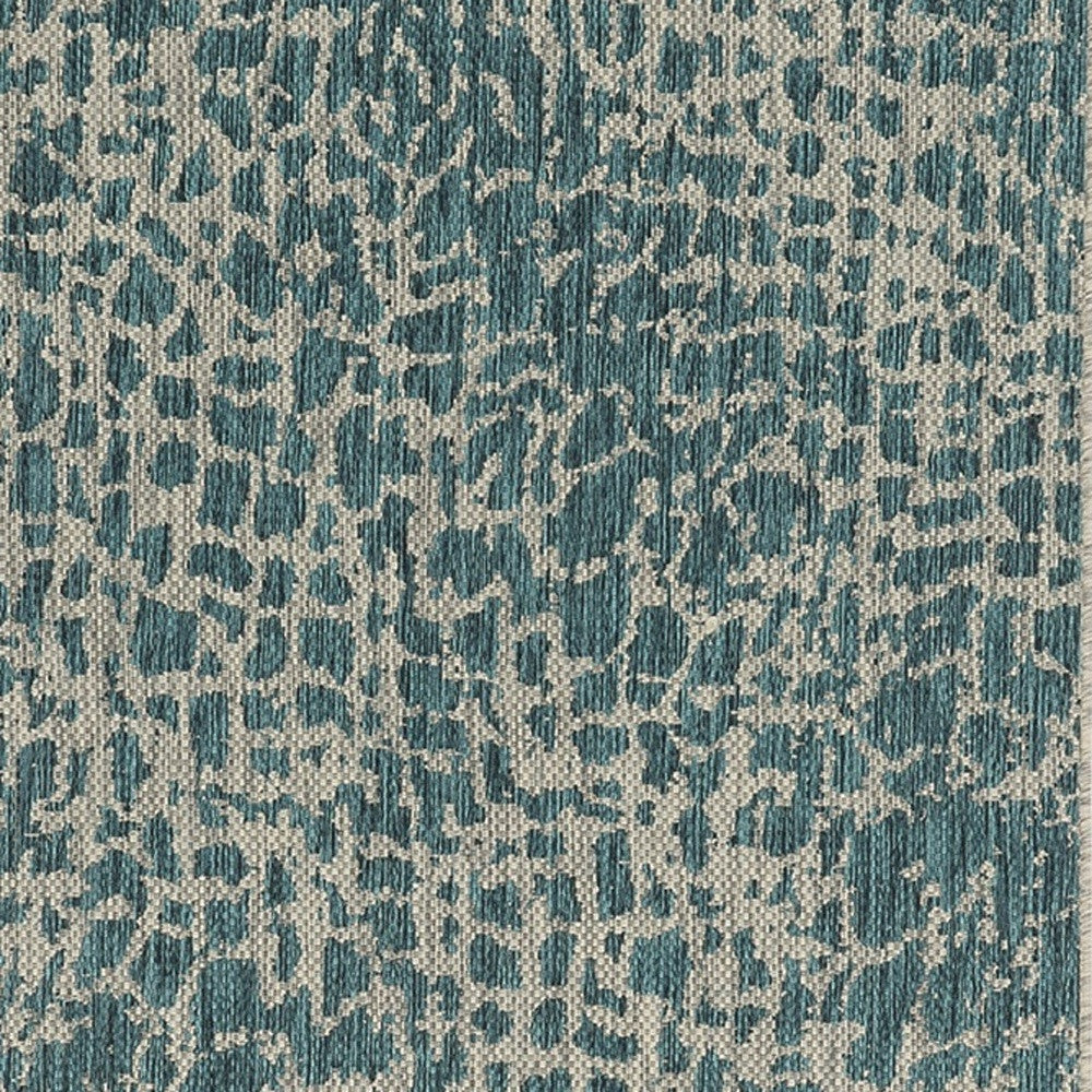 3' X 5' Teal Blue Abstract Indoor Outdoor Area Rug