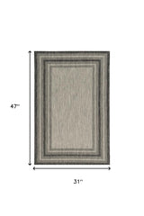 8' X 11' Gray Striped Indoor Outdoor Area Rug