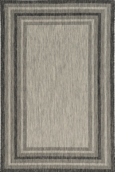 8' X 11' Gray Striped Indoor Outdoor Area Rug